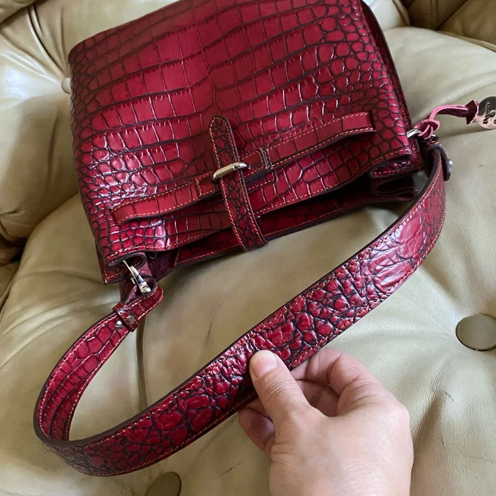RARE Dooney & Bourke NWOT Alto Cinched Croco Leather Belt Bag & Wallet Set - Picture 8 of 16